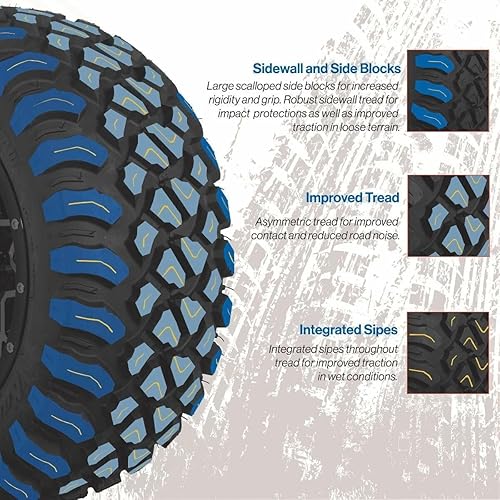 Miniatura 7 de GTW GTW Stellar - Juego de 4 ruedas y neumáticos para carrito de golf de 12 pulgadas, ruedas radiales para todo terreno con cinturón de acero Nomad