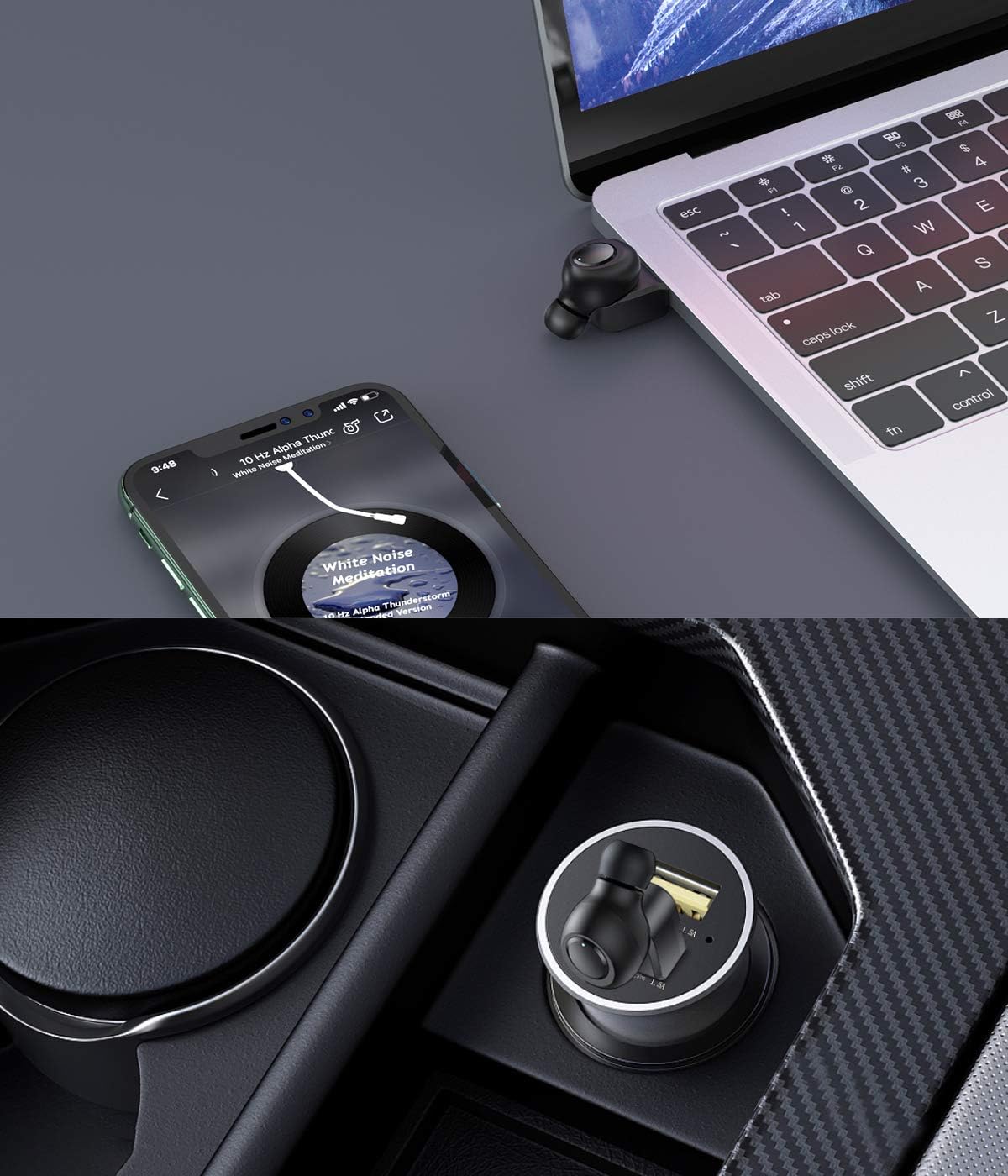 Single Ear Wireless Earbud Bluetooth Headset in Ear Mini Invisible Bluetooth Headphone Business Earphone with Mic 6-Hour Playtime Magnetic USB Charging Dock One-button Control Sweatproof Sport Earbuds