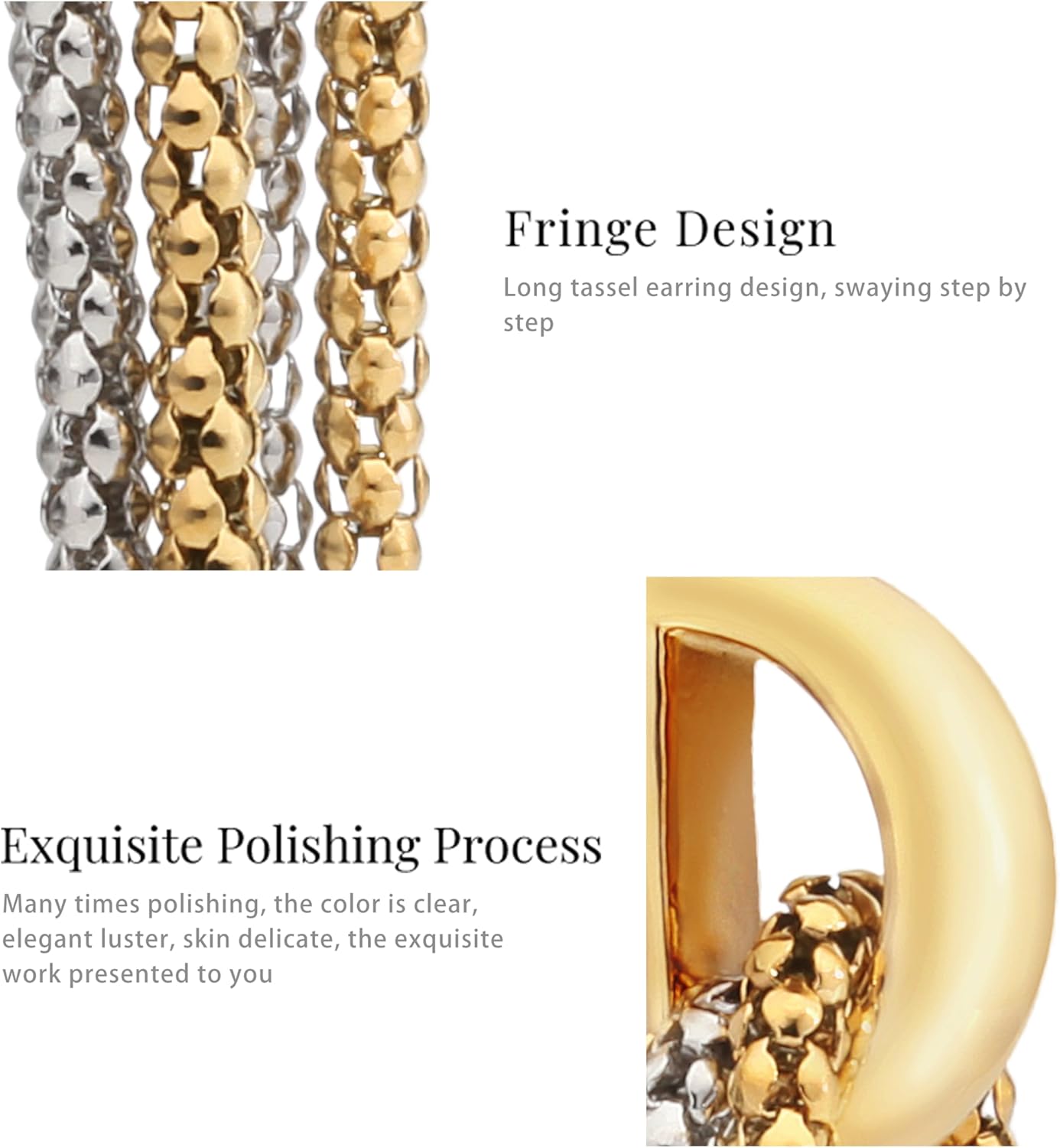 Eelegant Gold Hoops Earrings for Women, Trendy 18k Gold Dangle Earrings With Two-Color Patchwork Design, Hypoallergenic and Fashionable,Trendy Jewelry Gifts. - Image 5