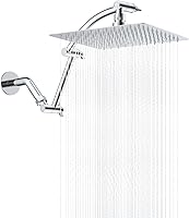 Hibbent 10-Inch High Pressure Rain Shower Head with 16" Adjustable All-Metal Extension Arm, cUPC Certified Chrome Rainfall Showerhead