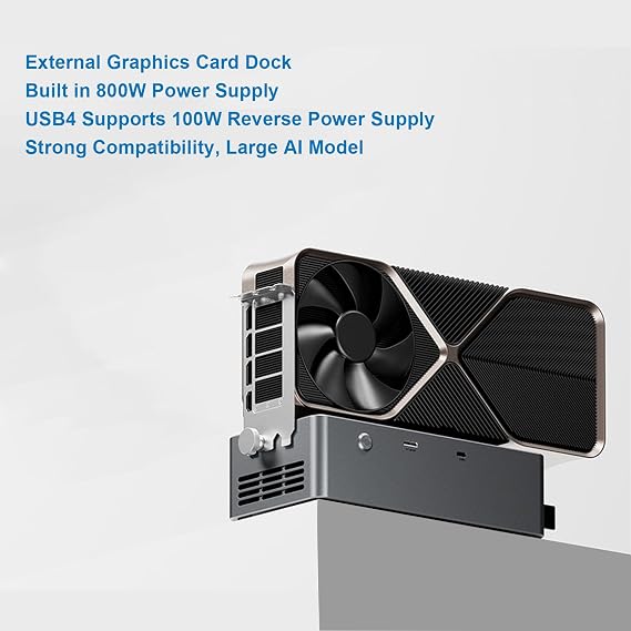 Tangxi External GPU Dock Station, eGPU Enclosure with OCuLink / USB4.0 / Hot Swapping TGX Interface, Built in 800W Power Supply, PCIe 4.0 x4 eGPU Dock for Laptop PC (Black)