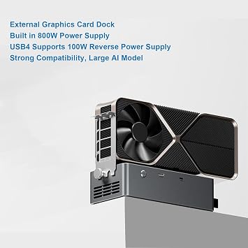Tangxi External GPU Dock Station, eGPU Enclosure with OCuLink / USB4.0 / Hot Swapping TGX Interface, Built in 800W Power Supply, PCIe 4.0 x4 eGPU Dock for Laptop PC (Black)