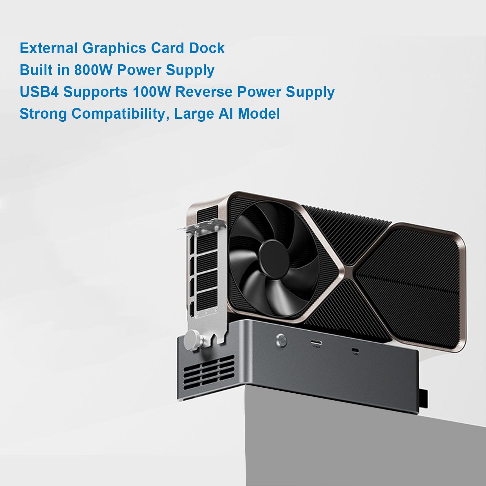 SENECESLI Stacja Dokująca EGPU z Zasilaczem 800 W, Odpowiednia dla Kart Graficznych o Mocy Poniżej 600 W, PCIe 4.0 X4, OCULINK, Porty USB 4.0 i funkcją TGX Hot Swap, Zewnętrzna Stacja (wtyczka UE)