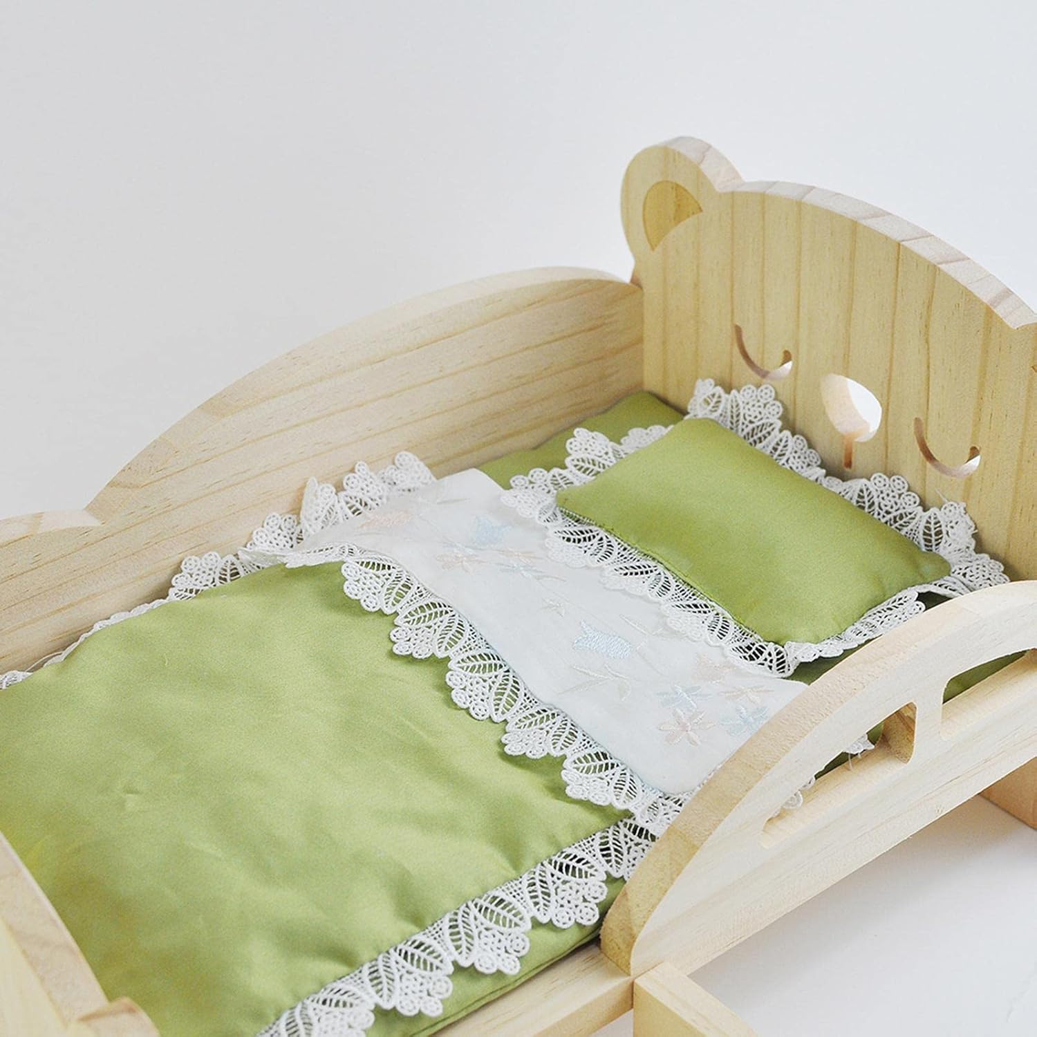 Deluxe Dollhouse Bed with Staircase - Furniture for 1/6 Scale Dolls, Bear Sleeping