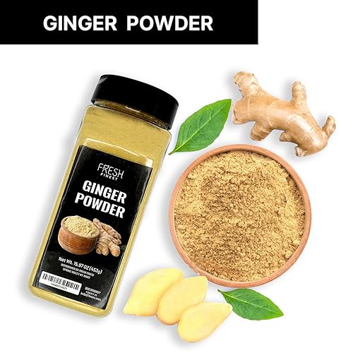 Miniatura 5 de Fresh Finest Polvo de jengibre  16 oz (454 g)  Raíz de jengibre molido puro para beneficios culinarios y de salud, empaquetado en un recipiente