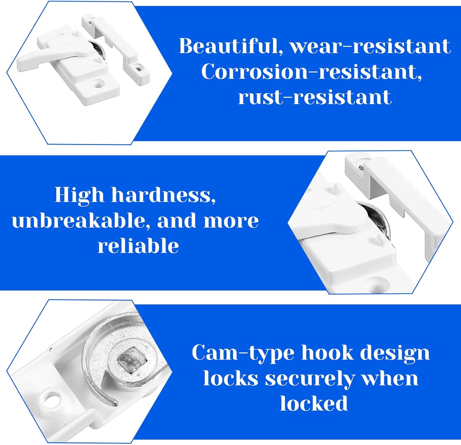Window Latch Replacement Window Sash Locks 2 Pcs Window Locks White for Up and Down Windows, White Carbon Steel Replacement Window Locks for Vertical and Horizontal Sliding Windows