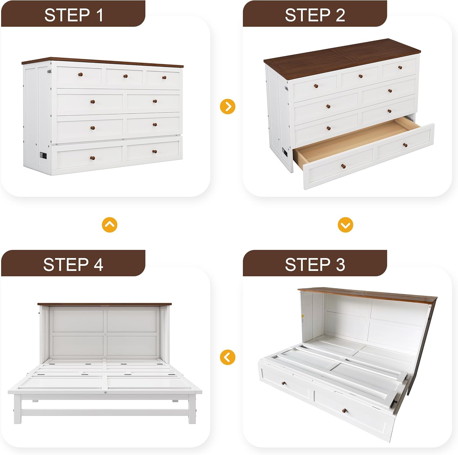 The Murphy bed fully open with a mattress, viewed from a slight angle