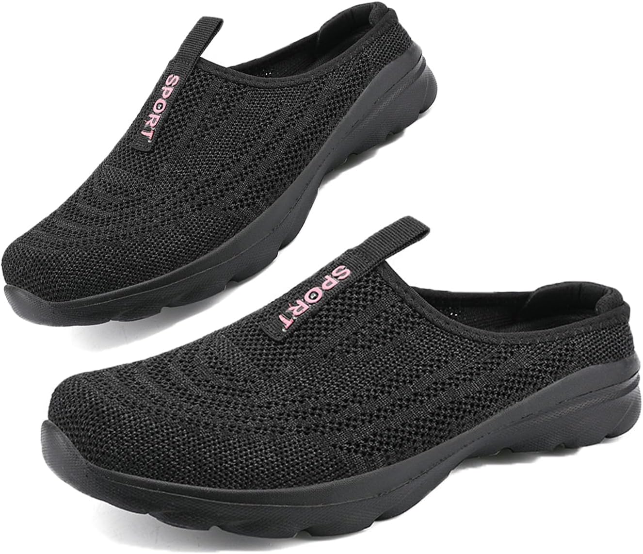 Aceptolcom Women Mules Shoes Slip On Open Back Mesh Walking Shoes Sneakers Comfortable Arch Support Lightweight