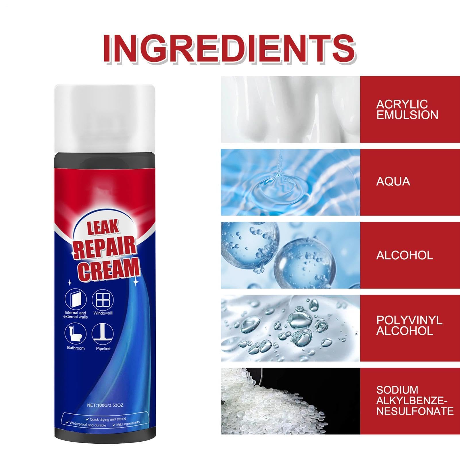 Uszczelniacz w sprayu, nieprzeciekająca naprawa płynów spray, 100 ml, wodoodporna formuła szybkiego suszenia, długotrwałe rozwiązanie uszczelniające do ścian dachowych Rama okienna betonowa pęknięcia