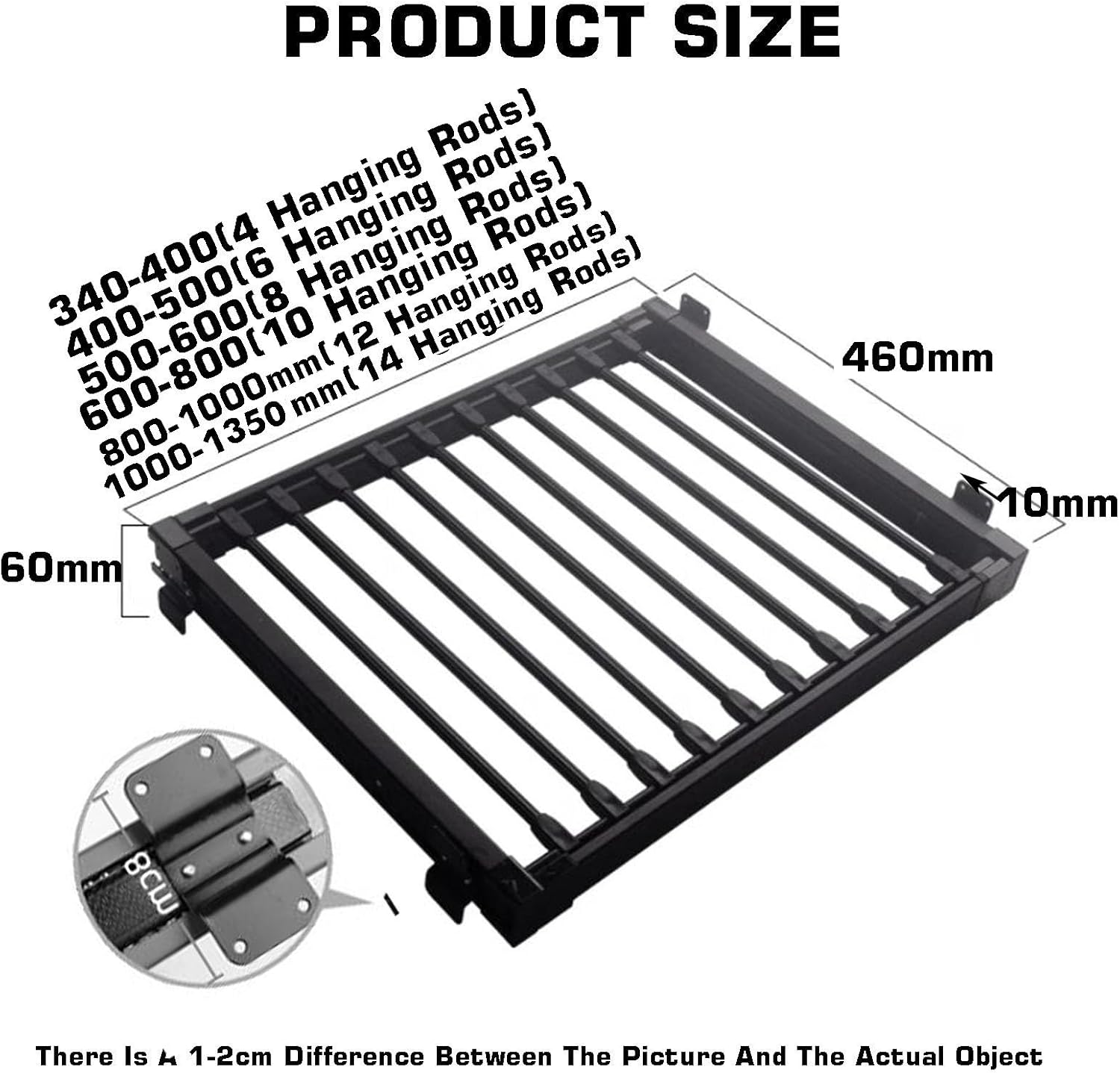 Closet Pull-Out Pants Rack, Above Washing Machine Drying Organizer, Silent Slide Rail with Damping Buffer, Space-Saving Design, Holds 35kg (Black, 1000-1350mm)