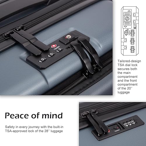 Miniatura 4 de COOLIFE Maleta de equipaje conjunto de ABS+policarbonato Spinner Trolley con bolsillo, compartimento. Bolsa para fin de semana.