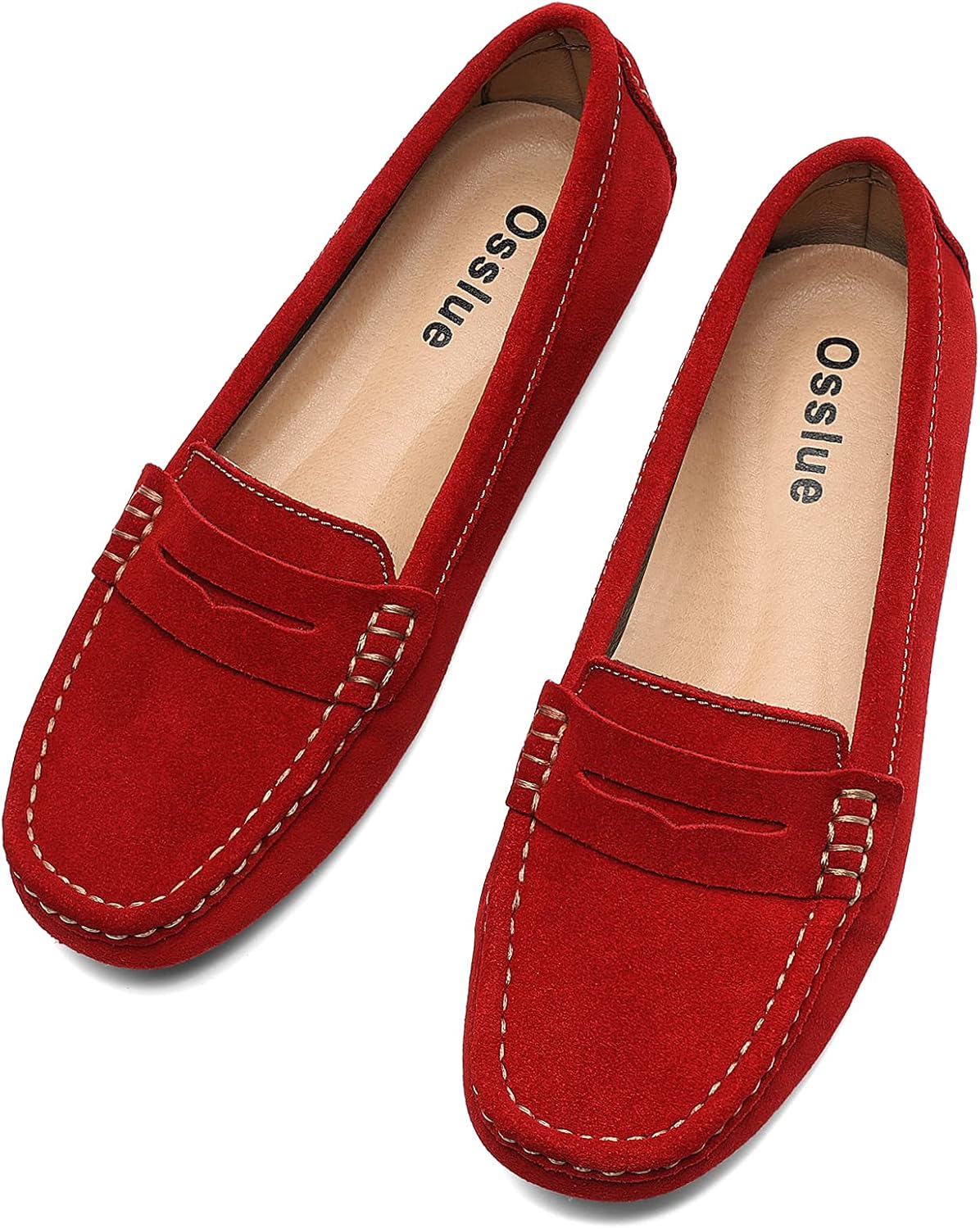 Osslue Women's Suede Leather Casual Penny Loafers Retro Ladies Moccasins Driving Mocs Comfort Slip-On Fashion Boat Shoes Classic Flats - Image 7