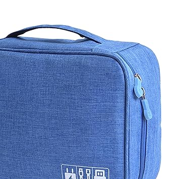 SHOVIARTravel Electronic Cord Organiser Case Gadget Bag Disk Cable USB Storage Case Blue