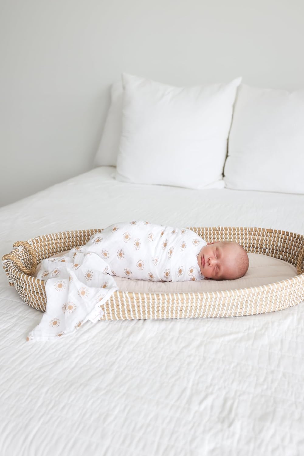 Lulujo Baby Swaddle Blanket Unisex Softest 100% Cotton Muslin Swaddle Blanket Neutral Receiving Blanket for Girls & Boys| 40in x 40in| Baby Gift| Suns