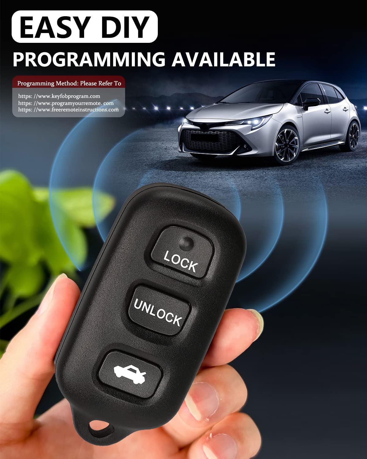 Amazon.com: Key Fob 無鑰匙入門遙控器替換,適用於Toyota Camry 2000 2001 2002 2003 2004  2005 2006 /2002-2006 Solara 附FCC ID:GQ43VT14T (2 件組) : 汽車