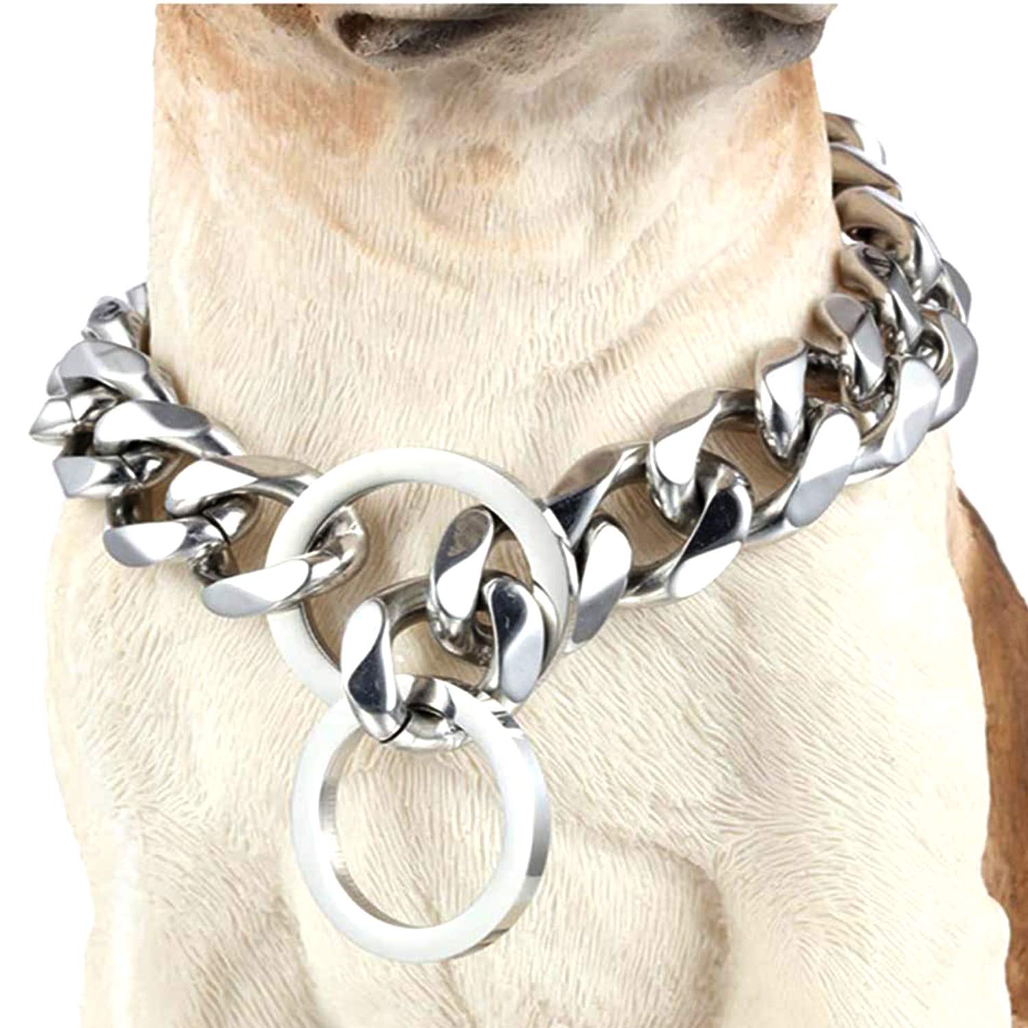 GZMZC10/12/15/17/19mm Strong 316L Stainless Steel Curb Cuban Link Chain Dog Choker Collar 12-36inch(12inches,19mm)