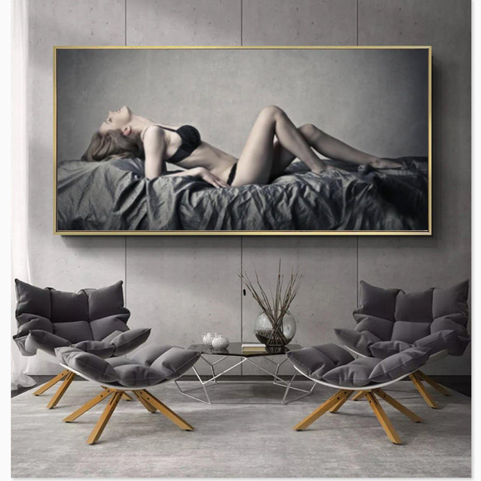 Lienzo de mujer en negro de 70x140cm para pared 6