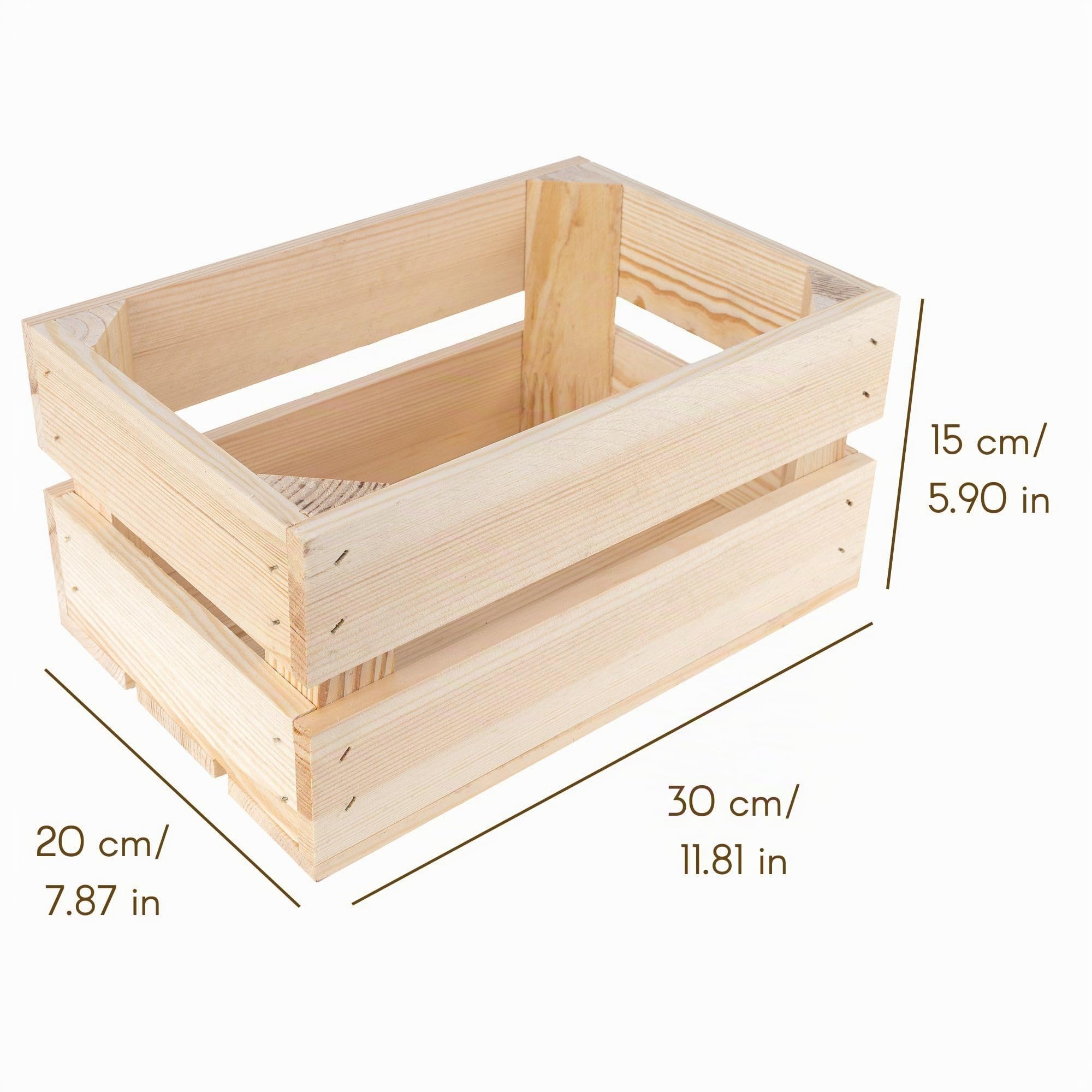 Creative DECO 3 x Caja de Madera Natural Decorativa | 30 x 20 x 15 cm | Cesta de Madera Ideal para Almacenaje Regalo Decoración Bricolaje Manualidades | Documentos Juguetes Herramientas