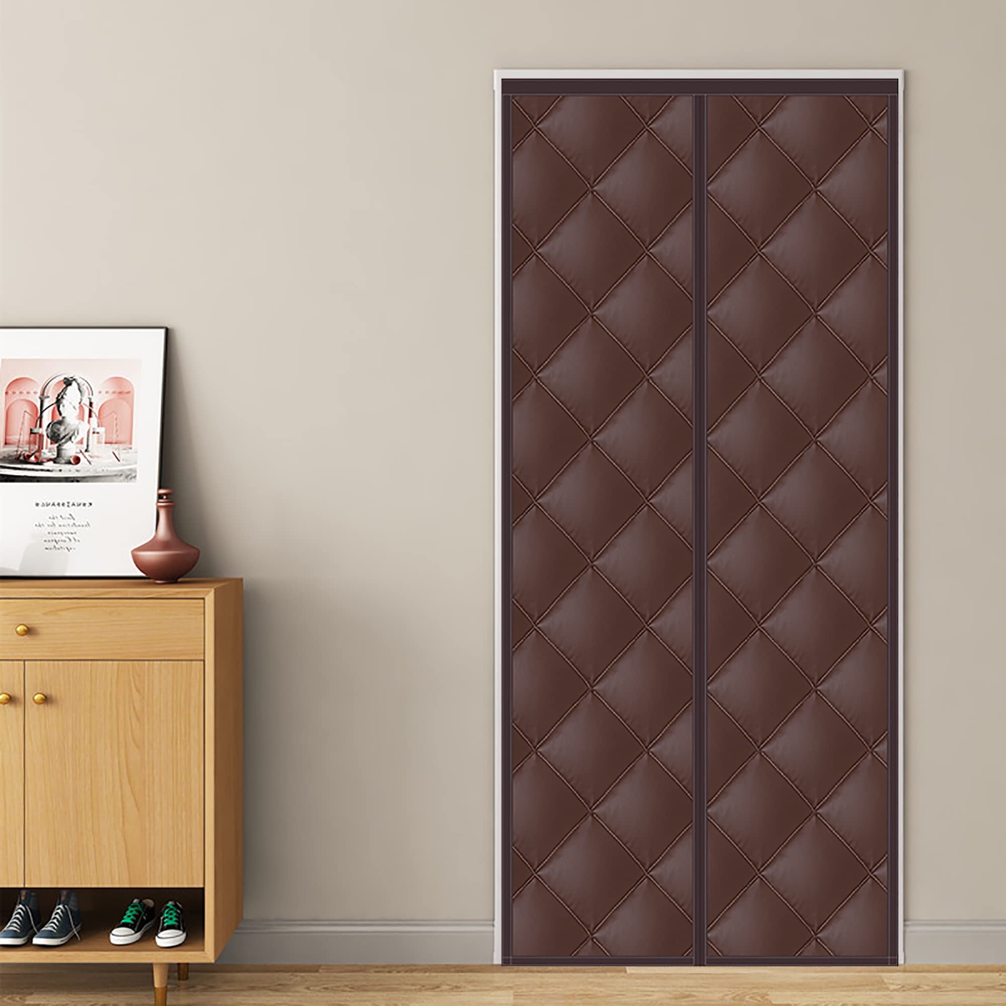 Porte temporaire pour couloir isolante et étanche marron en tissu Oxford