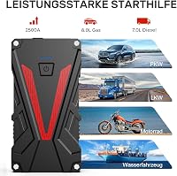 Buture Pro BR300 Hordozható Autós Bikázó 2500A - Indításrásegítő Powerbank 8.0L Benzin/7.0L Dízel Motorokhoz, LED Lámpával, Gyorstöltéssel 2