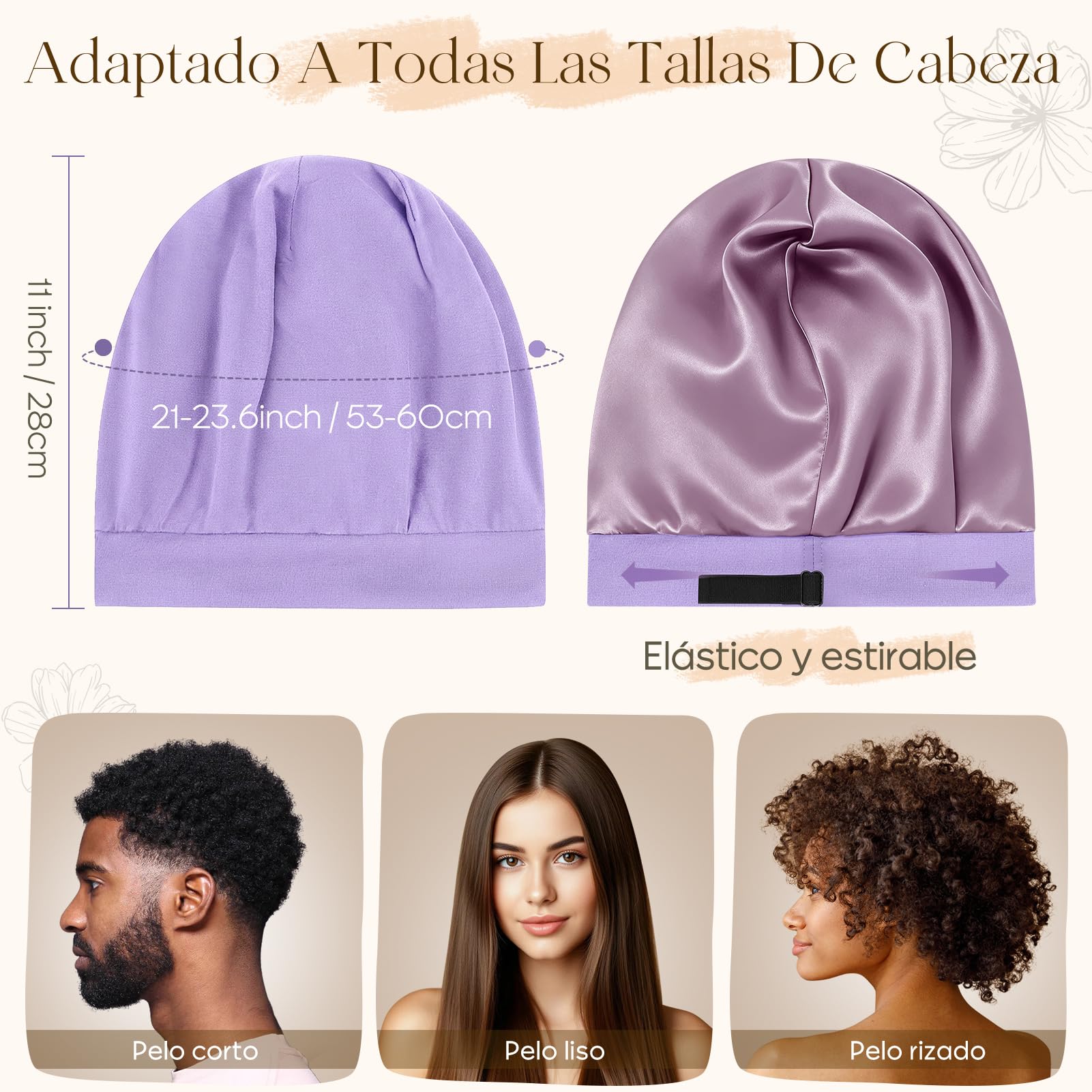 Gorro de Dormir de Bambú Ajustable Antifrizz para Hombre y Mujer, Slouchy Beanie Suave y Transpirable