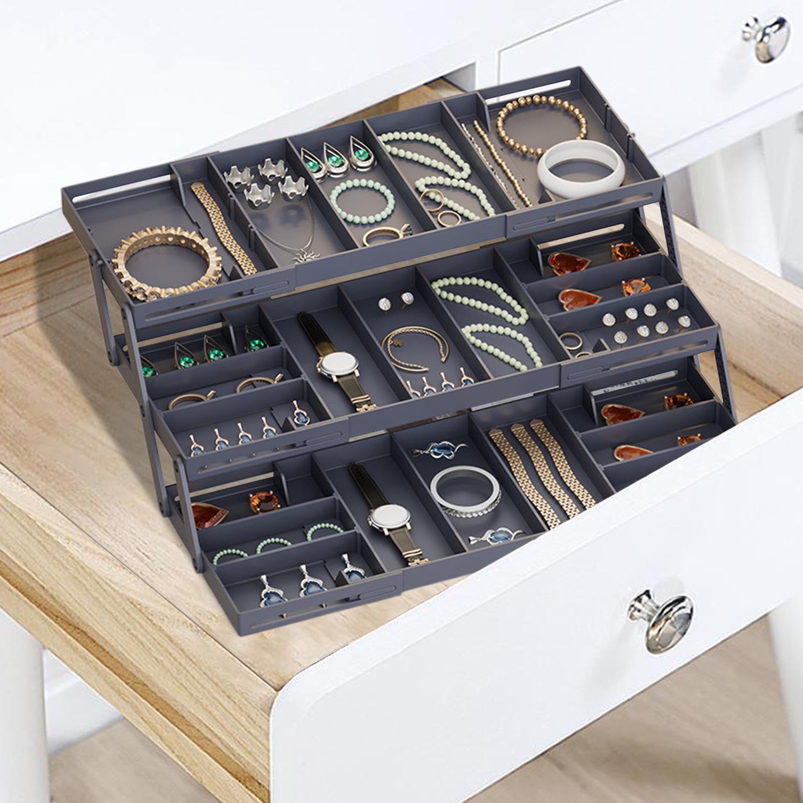 Organizzatore Per Cassetti Multilivello, Organizzatore Per Cassetti Intelligente Espandibile, Scatola Portaoggetti A 3 Strati, Organizzatore Per Cassetti Regolabile, Organizzatore Pieghevole Cucina