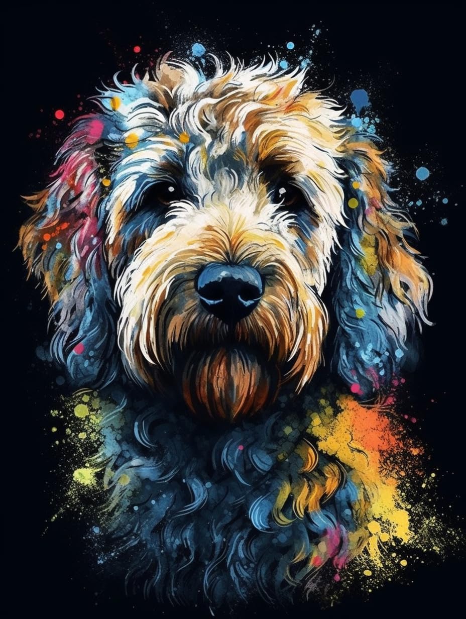 Diamond Art Painting Kits for Adults,Animal Golden Doodle Dog(4) 5D DIY Full Round Drill Paint with Diamond Dots, Home Wall Decor 11.7 x 15.8 Inch