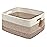 COMFY-HOMI Cotton Rope Woven Basket with Handles for Shelves,Toys,Book, Cloth Storage Baskets for Organizing-17 x 13 x 7.5 Toy Decorative Organizer for Living Room, Bathroom white/3 brown