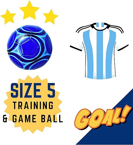 Miniatura 11 de Balón de fútbol, tamaño 5, cubierta duradera, entrenamientopartido. Colores brillantes azulnegro. Alta visibilidad.