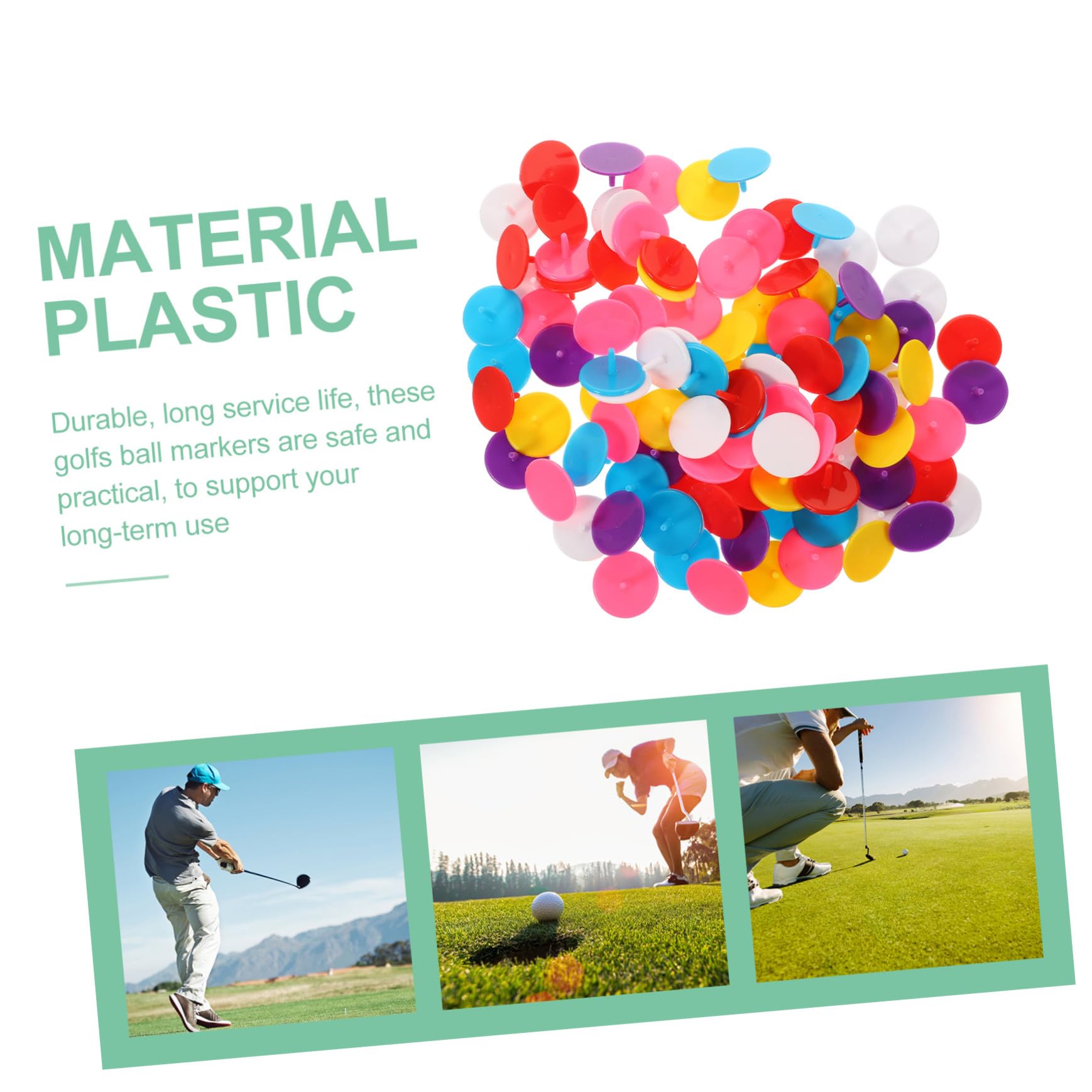 Sosoport 100 Stück Bunte Kunststoff Golfballmarker Ball Positionsmarker Wiederverwendbar Golfzubehör Für Golfer Outdoor