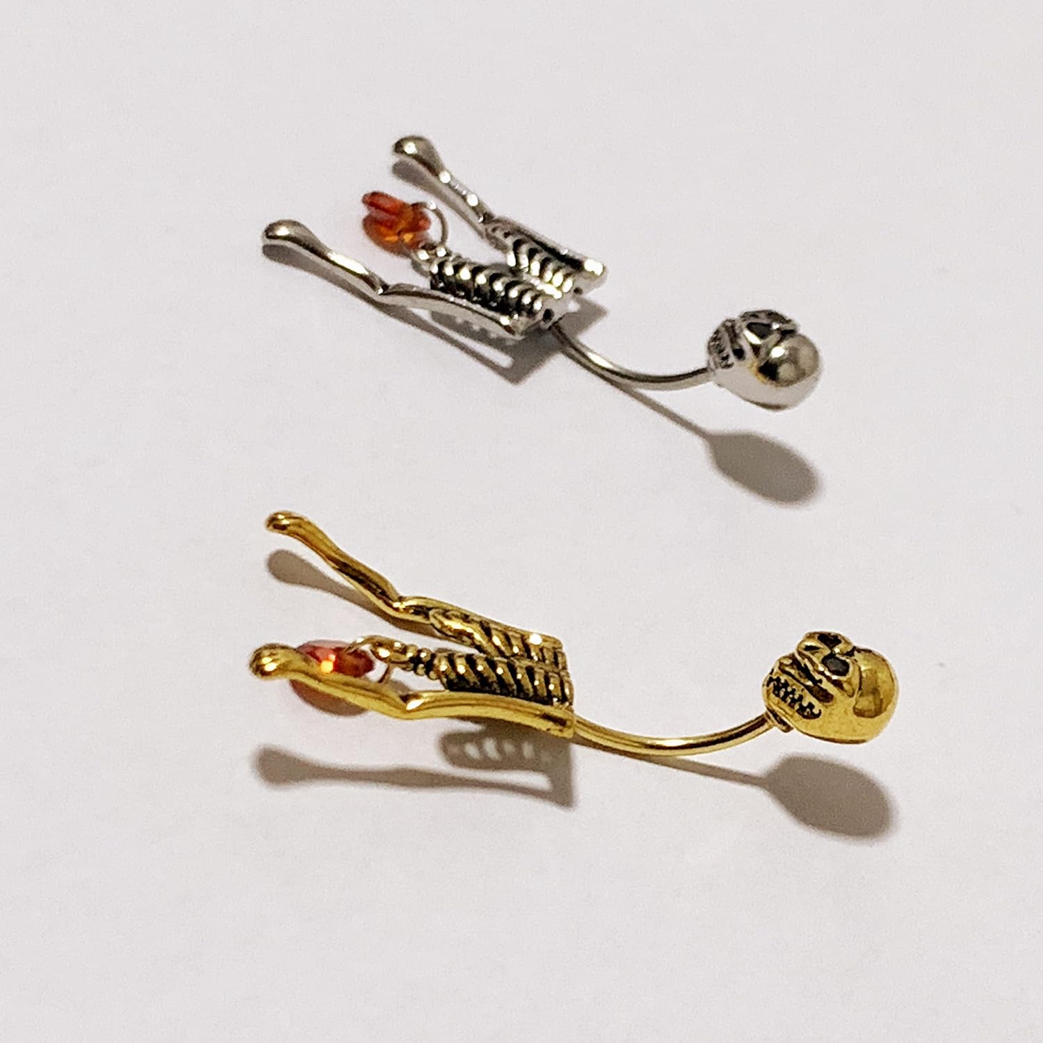 Red CZ Gothic Skull Drop Dangle Belly Button Ring 20g Screw On Stainless Steel Navel Piercing Jewelry for Women Men Hypoallergenic Cartilage Helix Ear Piercing Stud Vintage Punk Belly Barbell Ring 1 PCS