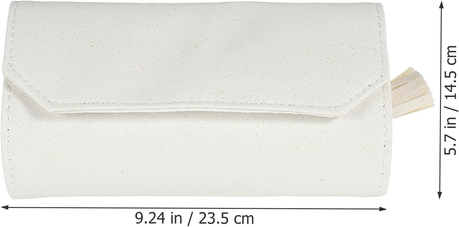 Abaodam Jewelry Organizer Roll Travel Storage Bag for Necklaces White image 2