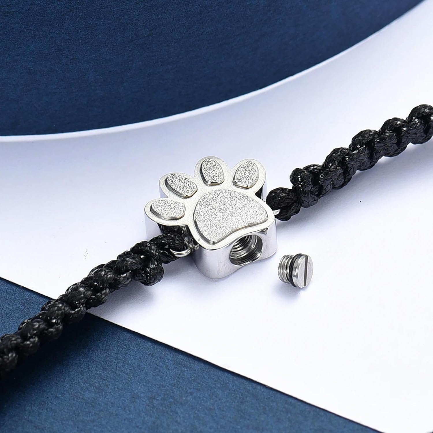 Cremation Bracelet for Ashes Paw Print Urn Jewelry Braided Rope Adjustable Bangle Keepsake Pet Dog Cat Ash Holder Memorial Gift