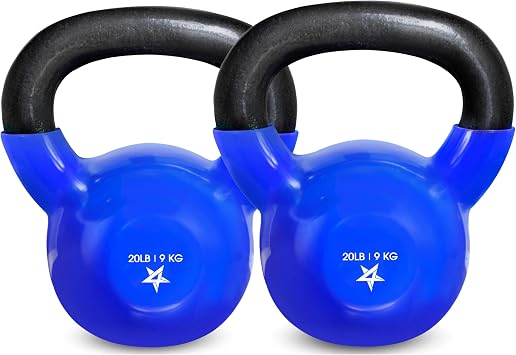 Yes4All Kettlebell، 5-100 رطل من الحديد الزهر المطلي بالفينيل لتدريب القوة لتمارين الصالة الرياضية المنزلية واللياقة البدنية ومعدات تمرين الجسم بالكامل وتمارين الضغط وقوة القبضة