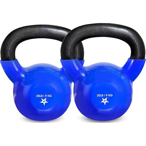 Yes4All Kettlebell, 5-100 LB Vinyl Coated Cast Iron Strength Training Kettlebells for Home Gym Exercises, Fitness, Full Body Workout Equipment, Push Ups, and Grip Strength