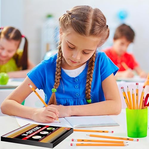 Miniatura 6 de V-Opitos Lápices #2 HB con carcasa de madera, 50 paquetes de lápices amarillos preafilados con gomas de borrar en la parte superior, suministros