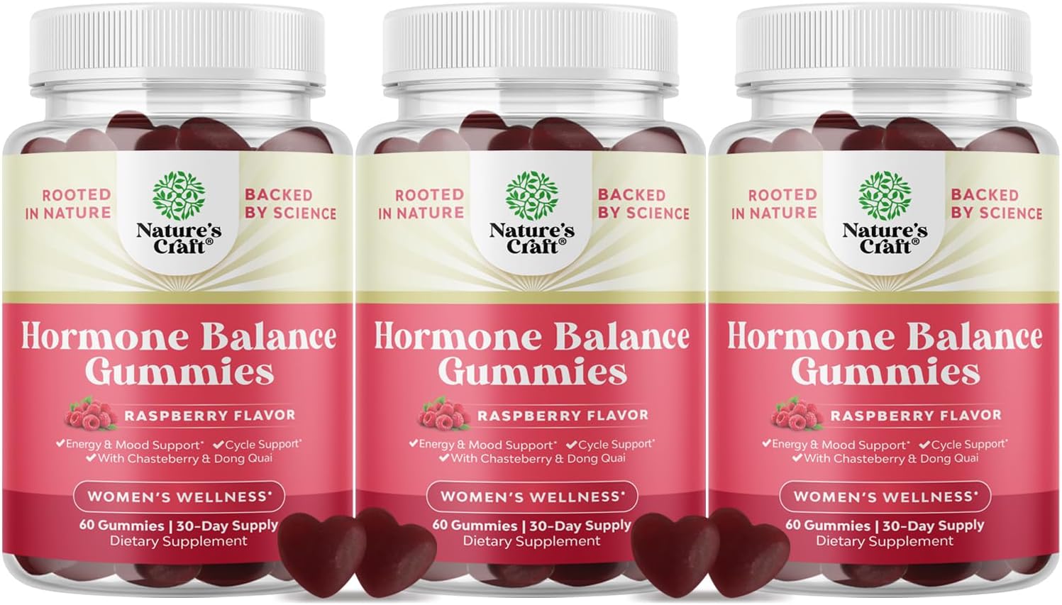 Hormone Balance for Women Gummies of All Ages – PMS Support Supplement for Women to Regulate Menstrual Cycle & Hormonal Balance Menopause & Mood Swings with Vitamin B6 & Dong Quai – 60 Chews – 3 pack