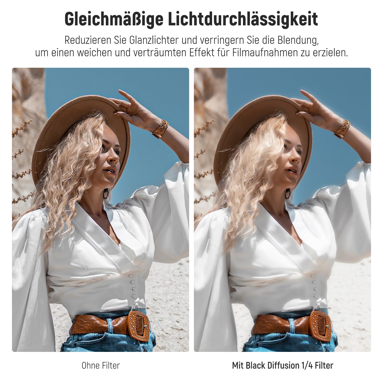 NEEWER 43mm Black Diffusion 1/4 Filter für einen filmischen Nebeleffekt, ultradünnes optisches Glas mit mehrfacher Nanobeschichtung, für Video Vlogs Porträtfotografie
