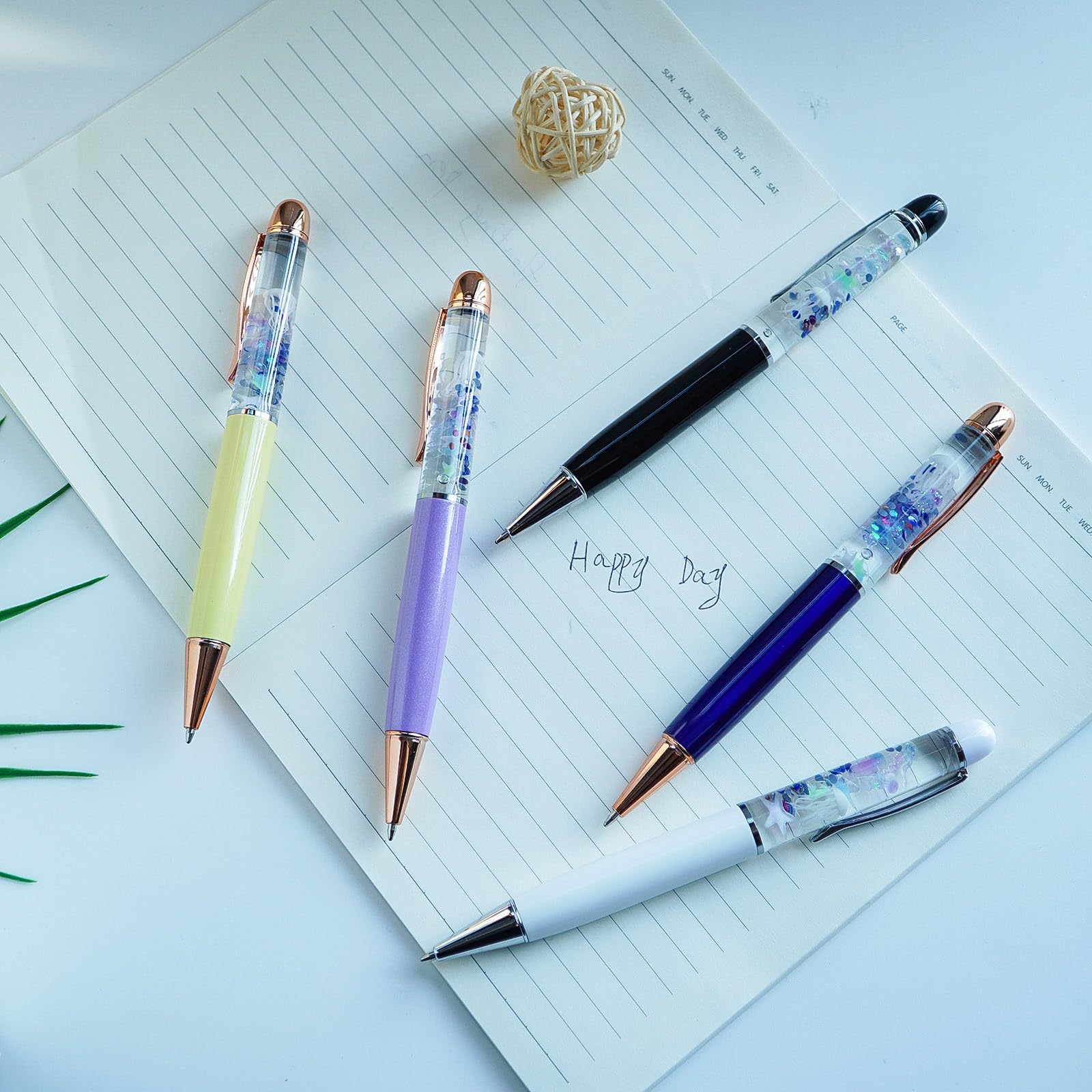 Quallen Glühen im Dunkeln Nette 3D Floater Flüssigkeit Schreiben Journaling Büro Stift Einzigartiges Geschenk für Frauen Männer Kinder Set von 5-Stiften