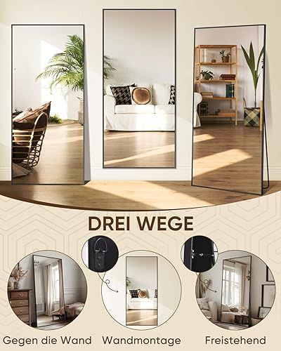 Miniatura 8 de Antok Espejo de longitud completa de 71 x 28 pulgadas, espejo de suelo, espejo de cuerpo completo con soporte, espejo de pared para dormitorio,