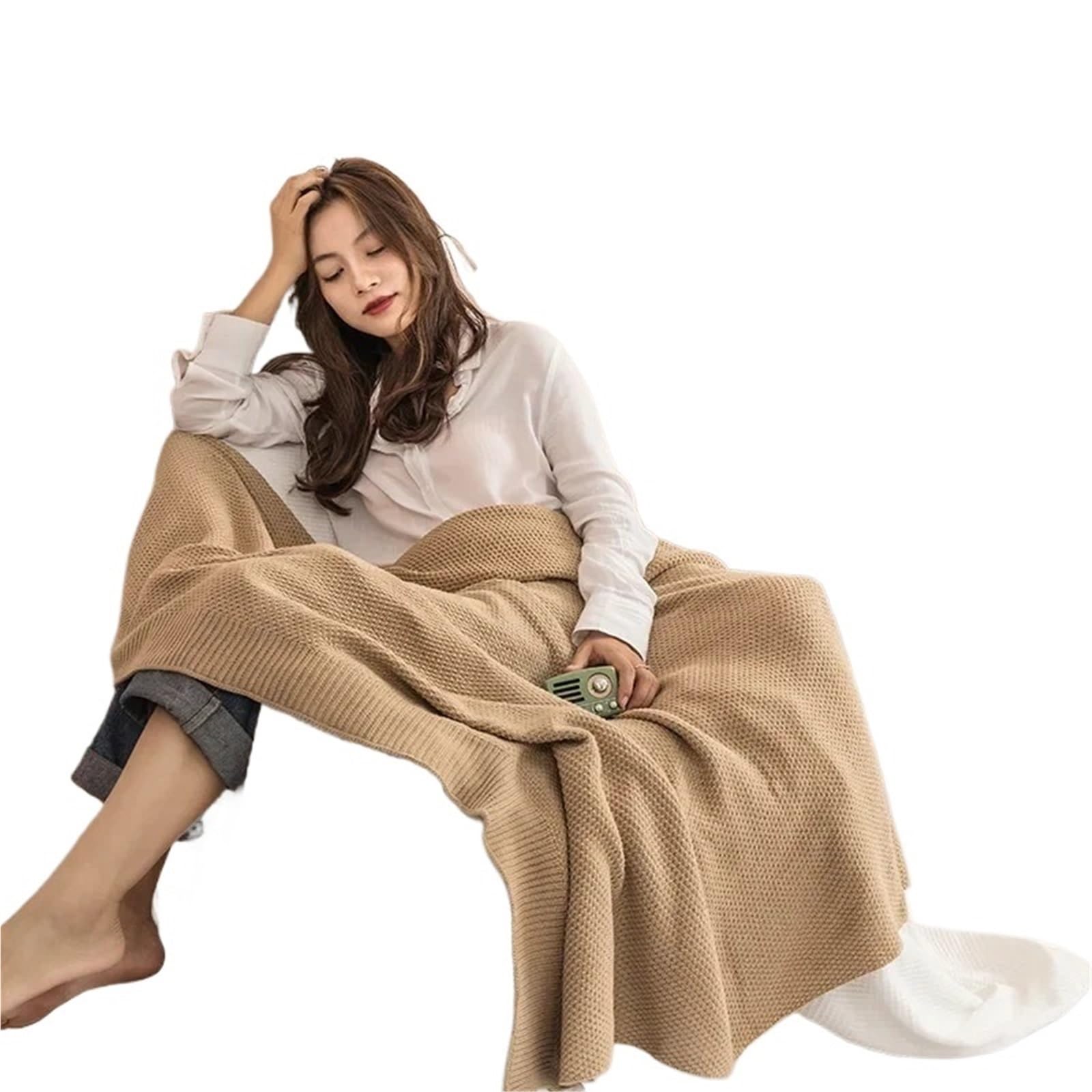 Couverture en coton doux pour la sieste de bureau et les soirées canapé