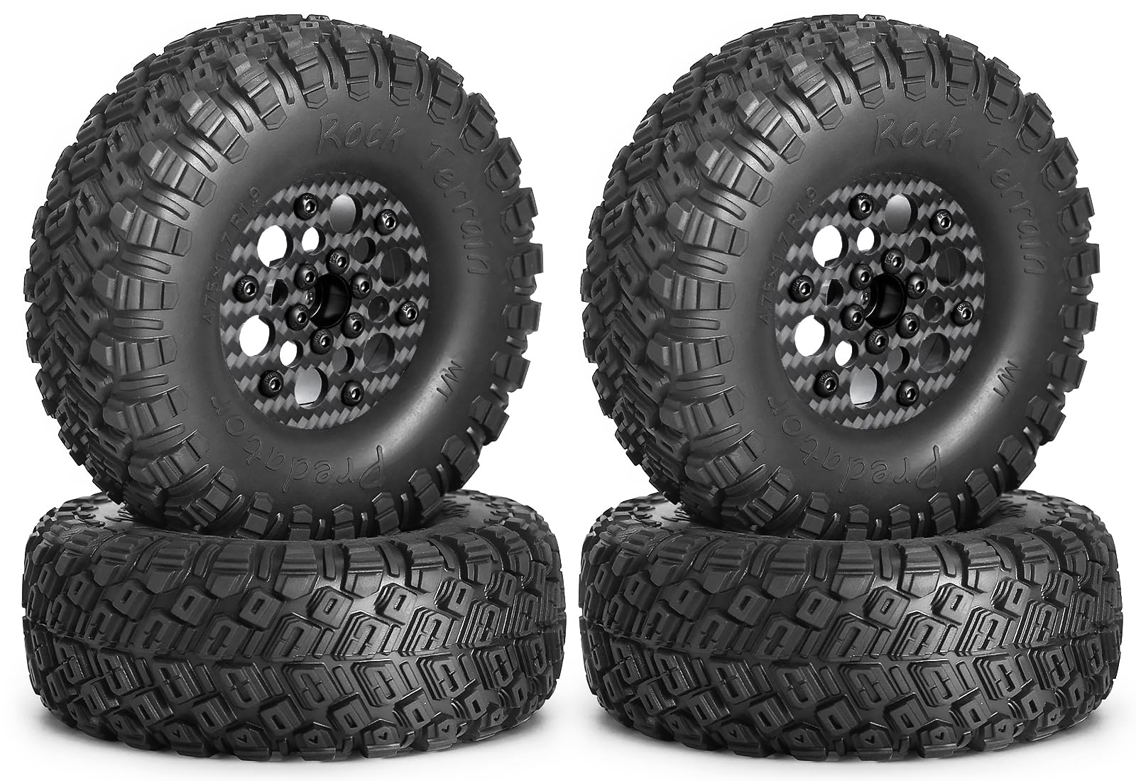 RC 1.9 Beadlock Wheels and Tires, 12mm Hex Hub Wheels 1.9 Assembled Tires Wheels for 1/10 Scale TRX4 TRX6 Axial SCX10 I II III 90046 AXI03007 Capra Redcat Gen 8 Gen 7 RC Crawler Car Rock Mud Terrain