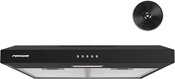 FIREGAS 60cm Visor Cooker Hood, Black Under Cabinet Range Hood, Top Vented [Energy Class C]