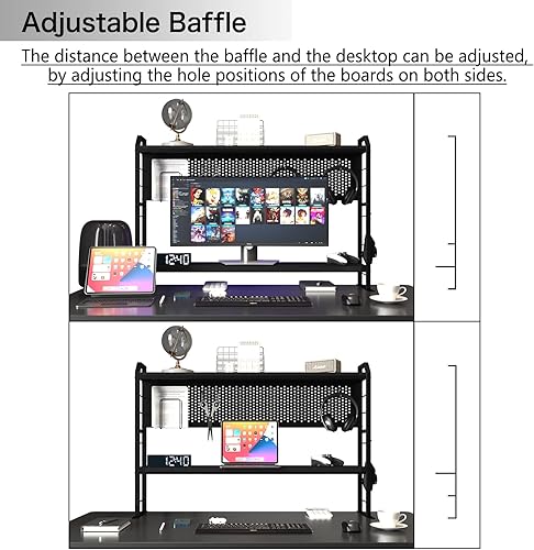 Miniatura 6 de Soporte ergonómico para monitor para mesas de 42 pulgadas en adelante, estante ajustable, marco de metal libre de óxido, soporta 200 libras, fácil