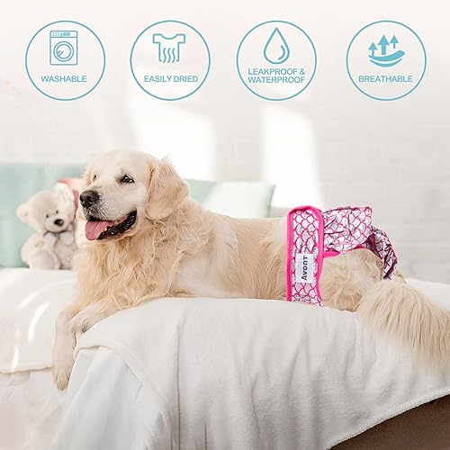 Miniatura 10 de Avont Paquete de 3 pañales lavables para perros hembra (XL25-35), reutilizables, pañales para perros hembra para ciclo de calor, incontinencia,