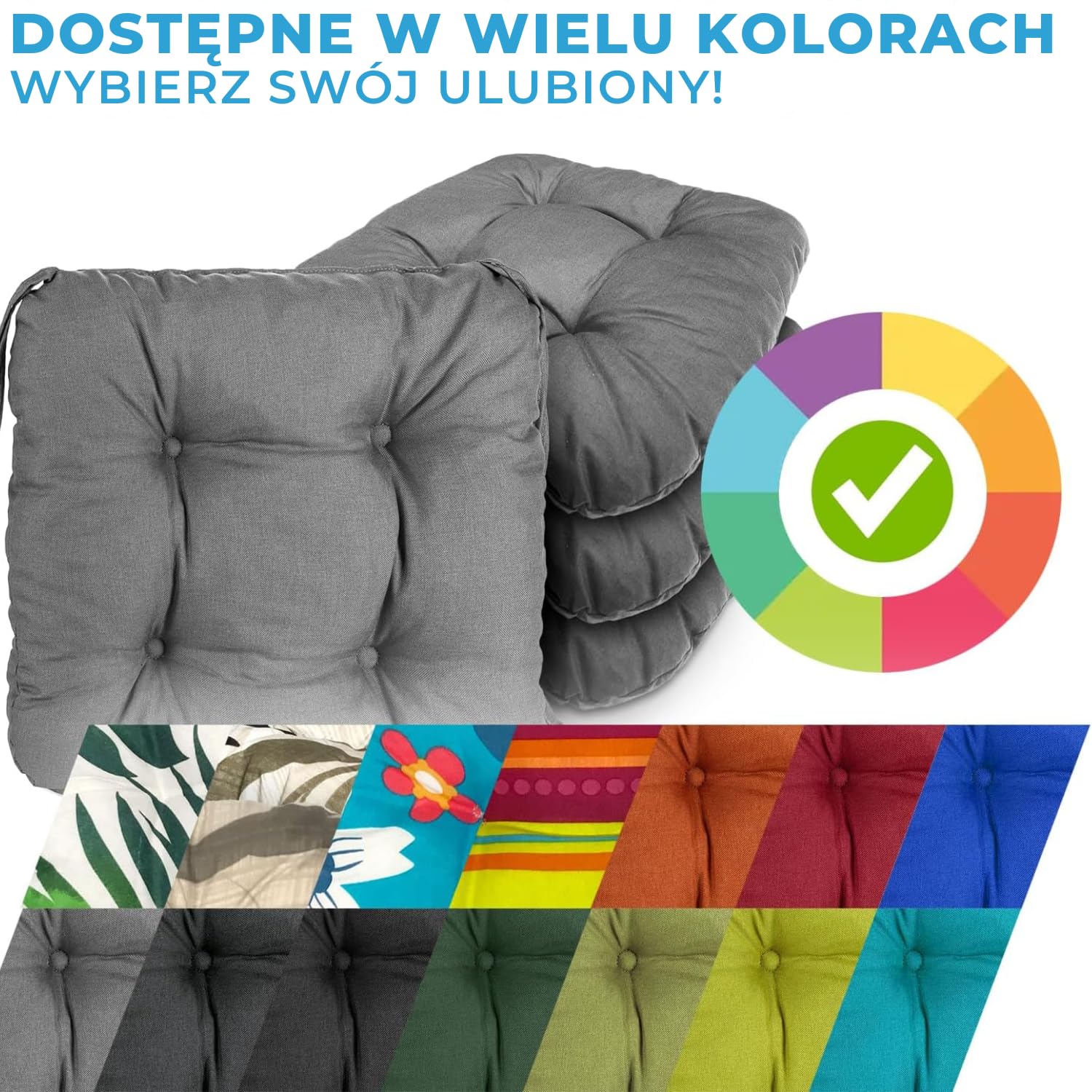 Zestaw 6 poduszek na krzesła 40x40 cm | Wygodne siedziska ze sznurkami do mocowania i grubym wypełnieniem | Uniwersalne zastosowanie do mebli domowych i ogrodowych | Brązowy