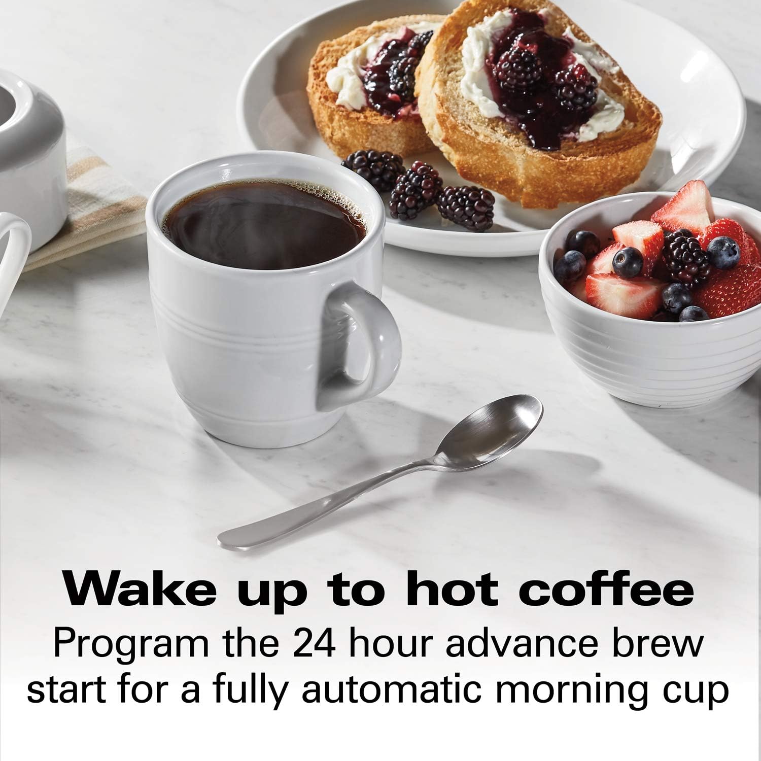 Hamilton Beach Professional Programmable Drip Coffee Maker, 12 Cup Capacity Ergonomic Carafe, 60oz Removable Reservoir, Brushed Metal (49500)