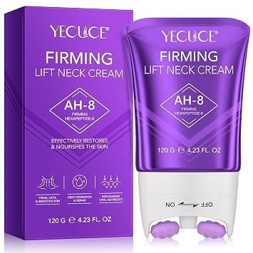 AH-8 Firming Neck Cream, Roll On Neck Creams for Tightening and Firming, Neck & Chest Anti-Aging Treatment for Crepey Sagging Skin & Wrinkles - Women & Men Perfecting, 4.23 fl oz