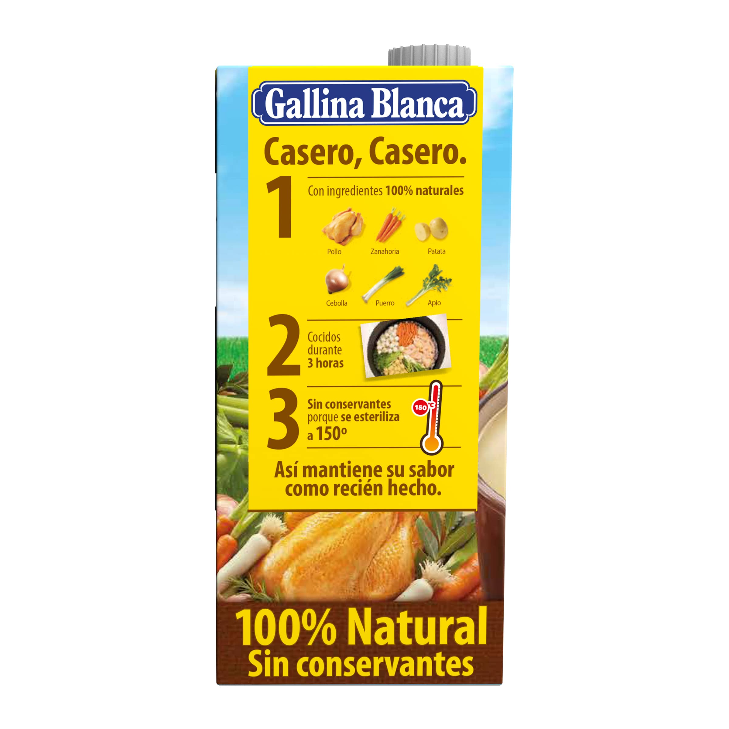 Gallina Blanca - Caldo casero de pollo - 100% natural - Pack 12 litros