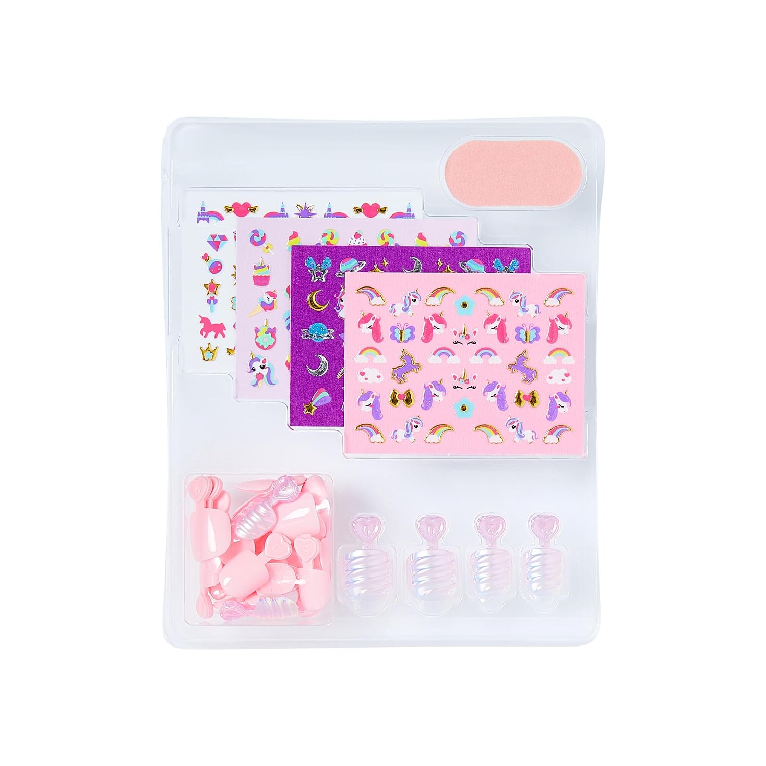 KISS imPRESS No Glue Mani Press On Nails, Mini, 'Unicorn Dream', Multicolor, Kids Size, Squoval Shape, Includes 26 Nails, 4 Sticker Sheets, 1 Mini File (Pack of 2)